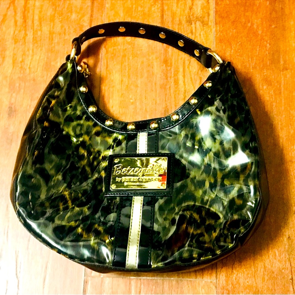 Vintage Betsey Johnson Studded 🐆 Print Transparent Purse